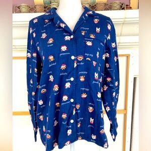 Lands End Dog print flannel pj top w/ many breeds perfect gift NWOT🐕‍🦺🐩🦮big